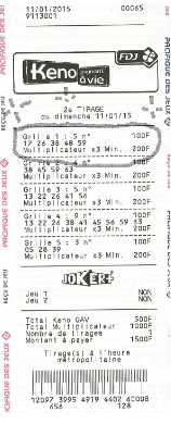 Pour gagner, quelle que soit la loterie, le principe du système fonctionne. Ici le KENO et un ticket gagnant