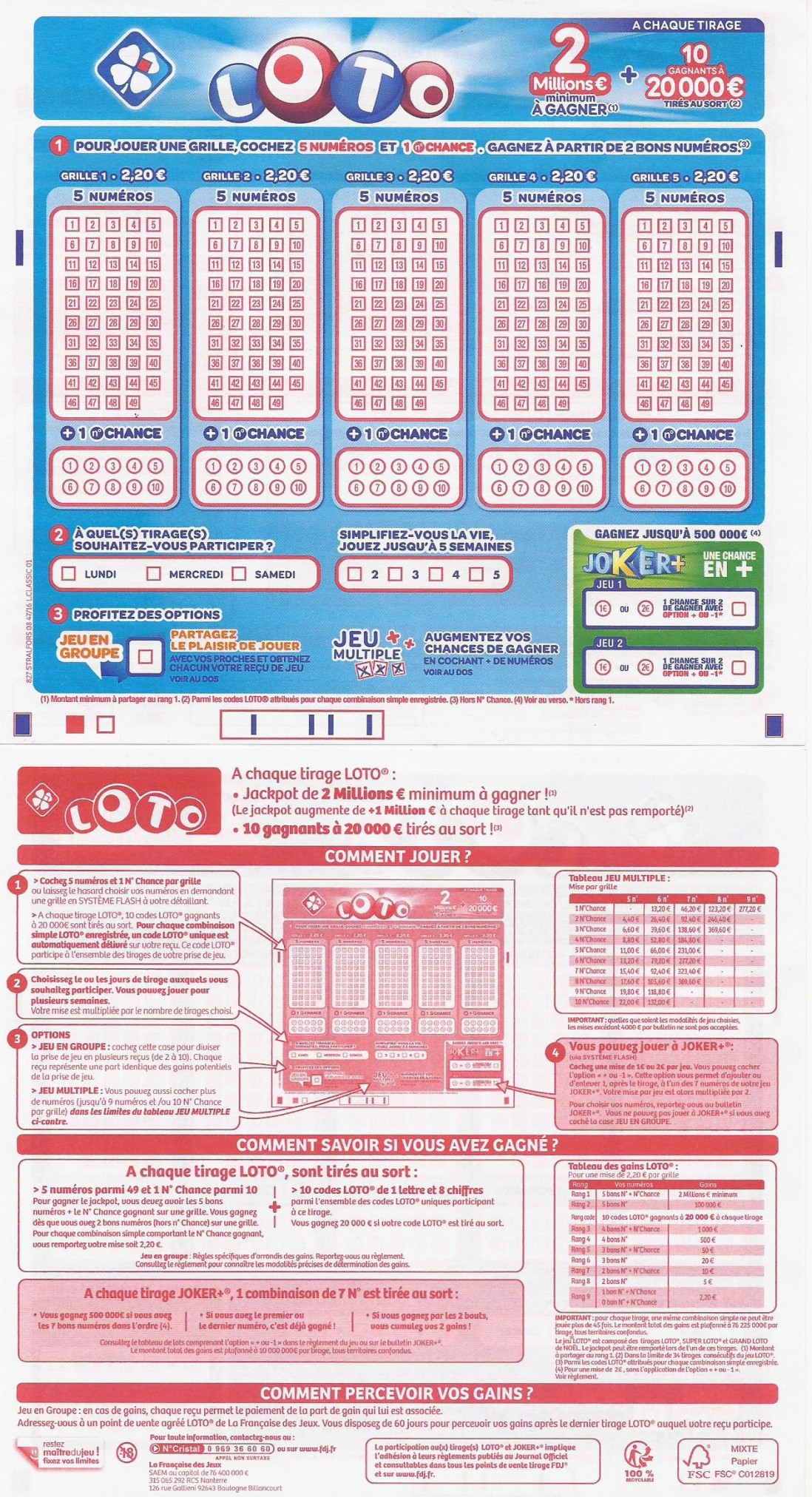 nouveau ticket loto et distribution des gains